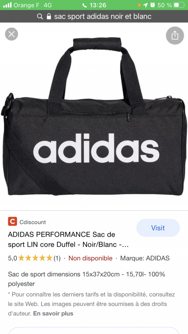 Perdu sac de sport adidas noir et blanc devant le collège ifs