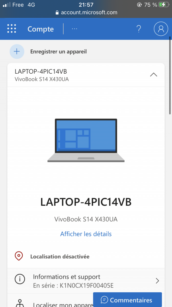 Ordinateur asus Vivobook s14x430ua