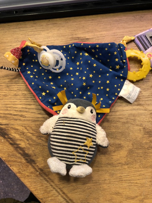 Doudou pingouin tétine