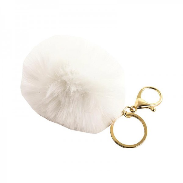 Urgent trousseau clé avec pompom blanc