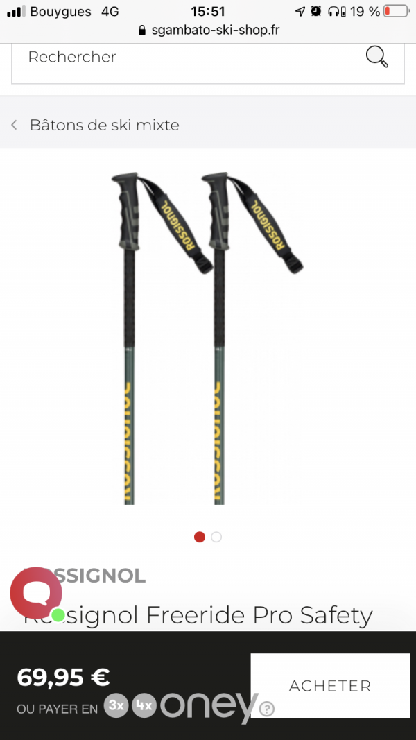 Perdu des battons de ski rossignols vert kaki et jaune