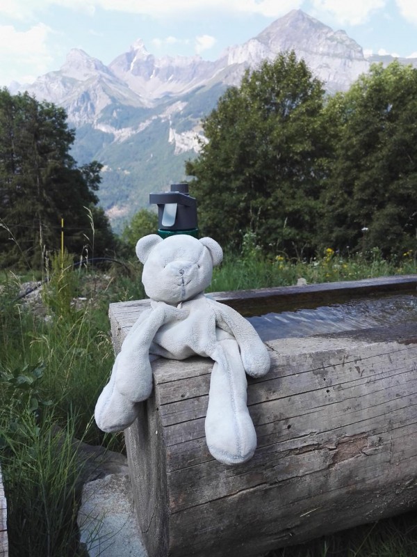 doudou ours peluche bleu clair Bordeaux Gare
