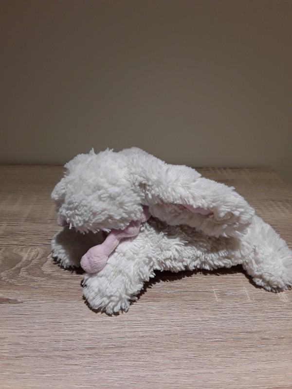 Doudou lapin blanc trouve à Céret ,promenade Tech