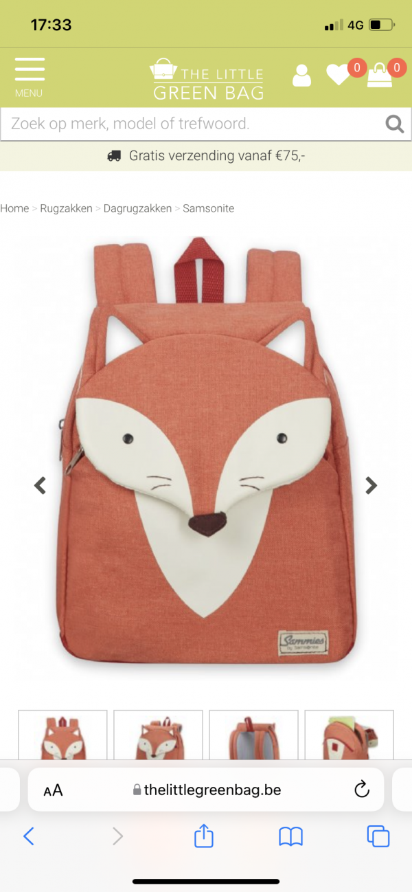 Sac enfant orange (Renard) près de la rue de la Marine
