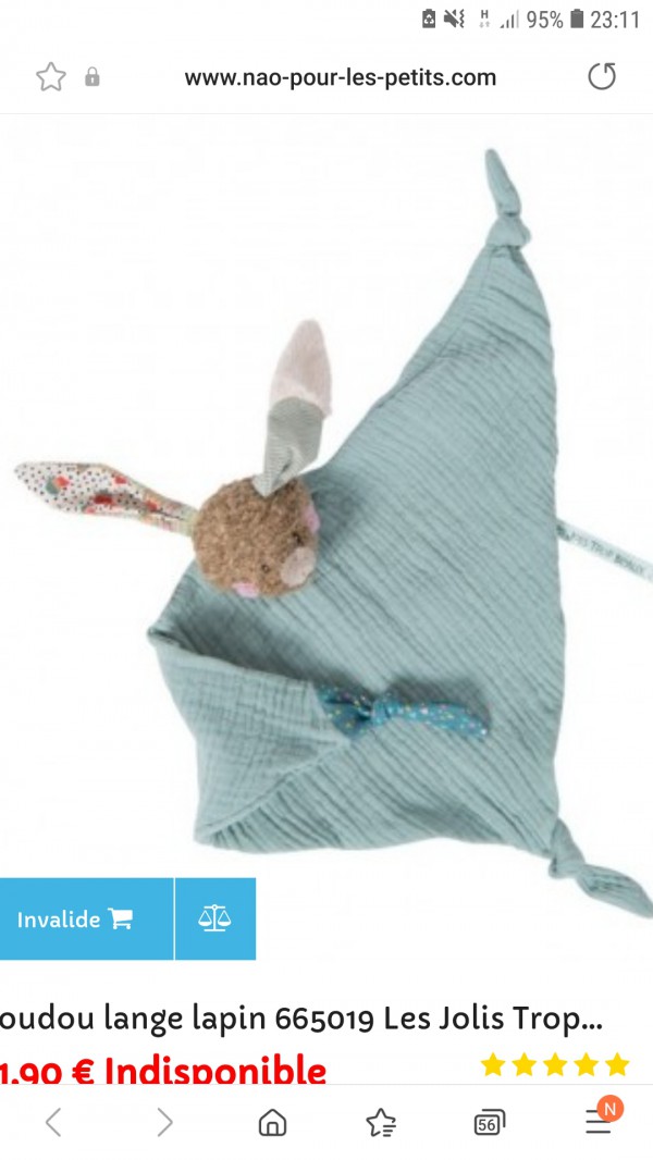 Perdu doudou lapin lange vert usé marque moulin roty, quartier Casamène, 25000 BESANCON