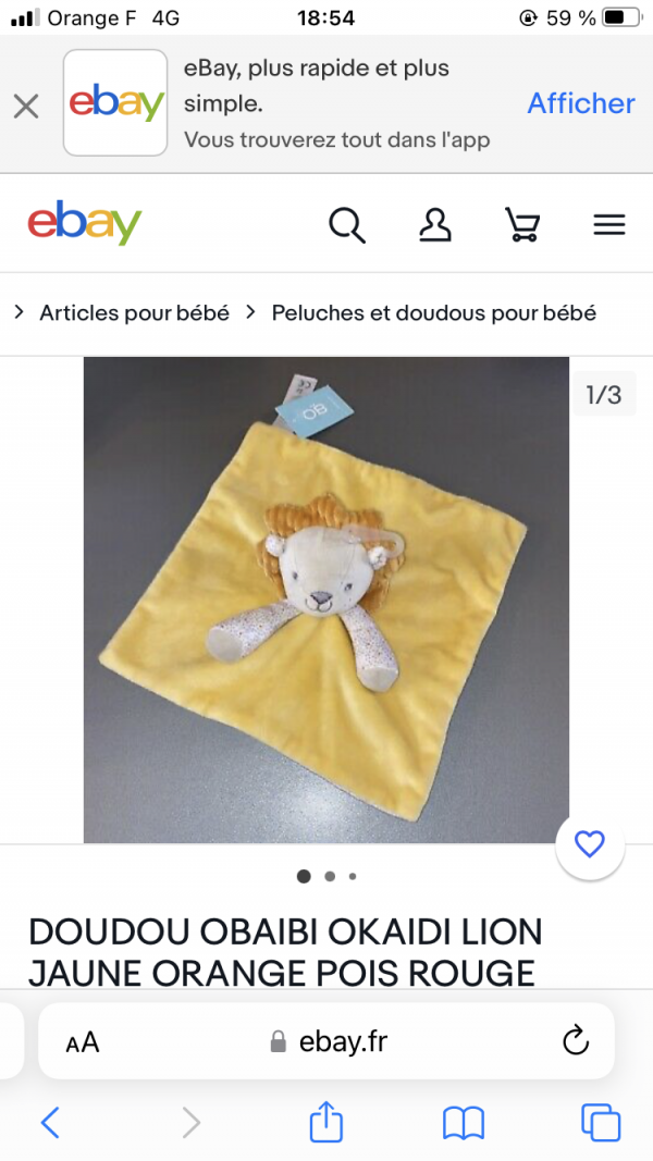 Doudou obaibi lion perdu