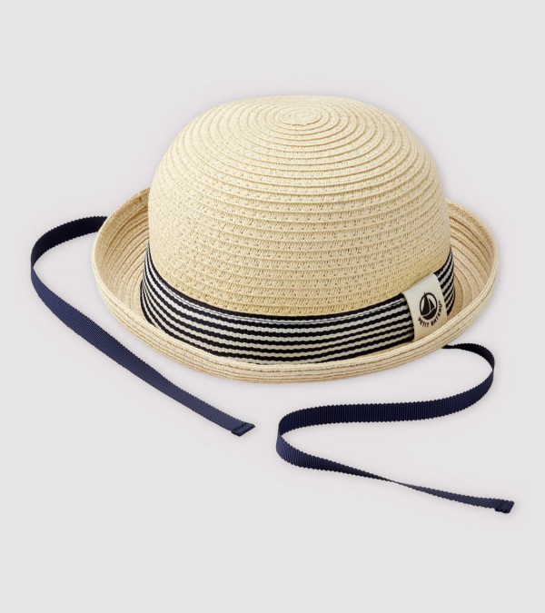Chapeau paille bébé petit bateau