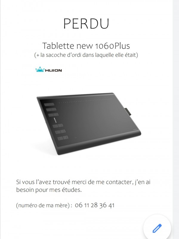 Tablette graphique dans sacoche ordinateur