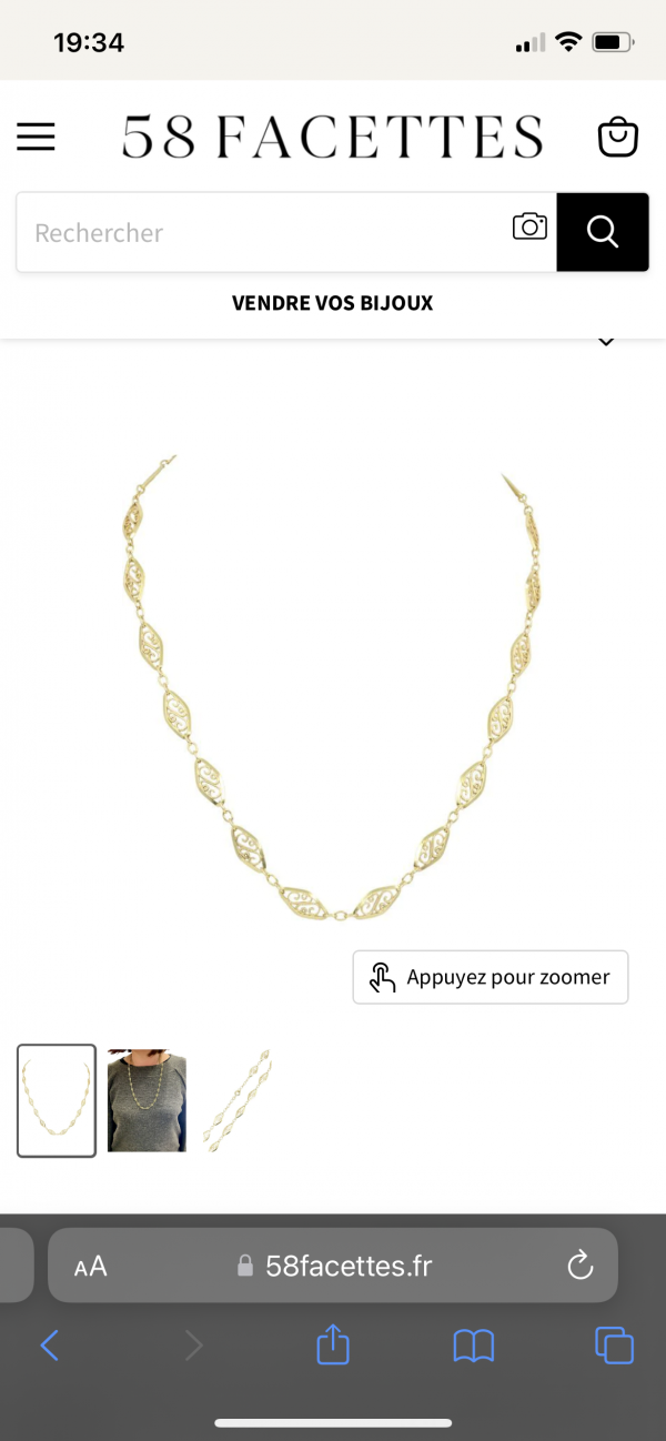 Chaîne collier or maille ajourée