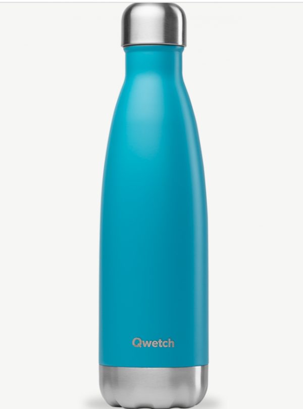 Perdu. Bouteille d'eau isotherme bleu turquoise Gare du mans