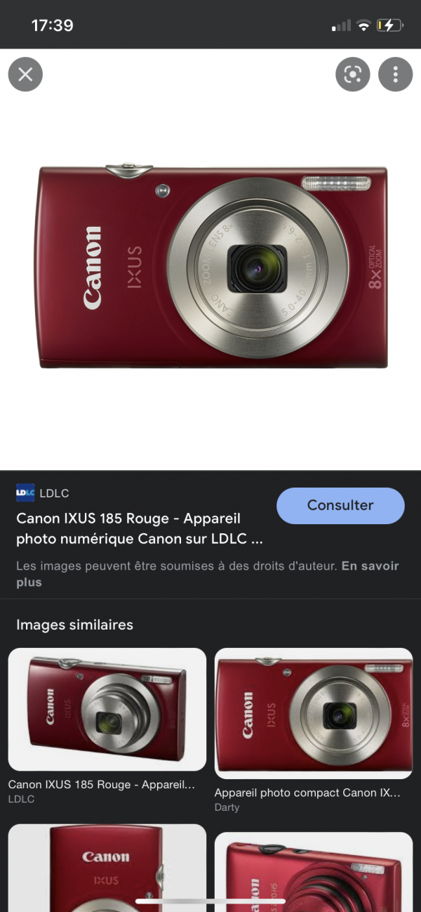 Appareil photo rouge Canon perdu en Espagne à Llança