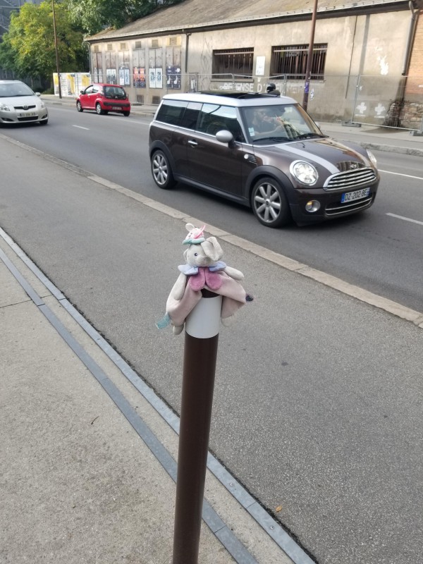 doudou babynat lapin rose trouvé, Nantes, machines de l'ile