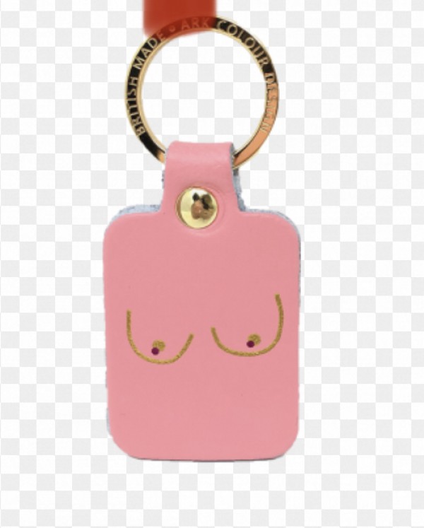 Perdu clef jaune avec porte clefs cuir rose boobs