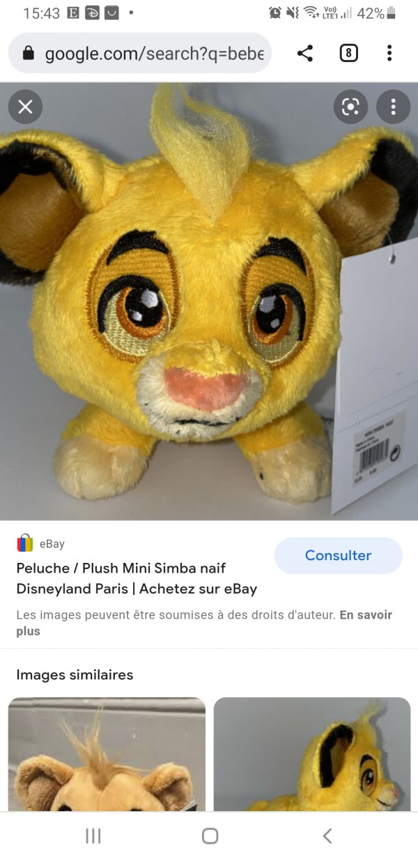 Perdu mini peluche simba a disneyland paris