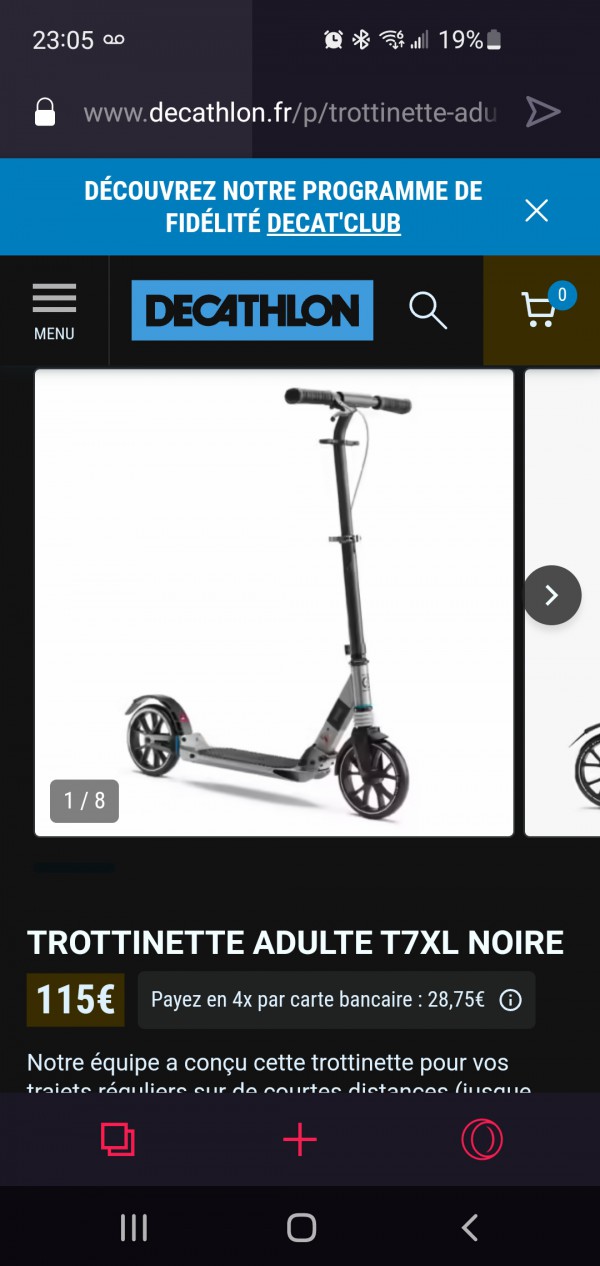 Trotinette Oxelo T7XL abimée avec potentielement une petite lumiere devant