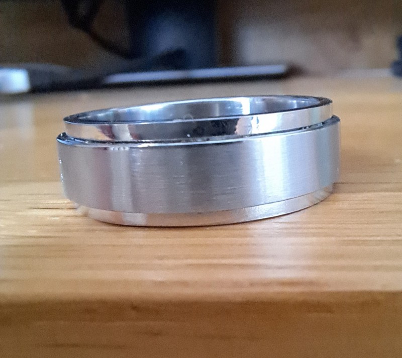 Bague anti stress homme métal argenté à motif