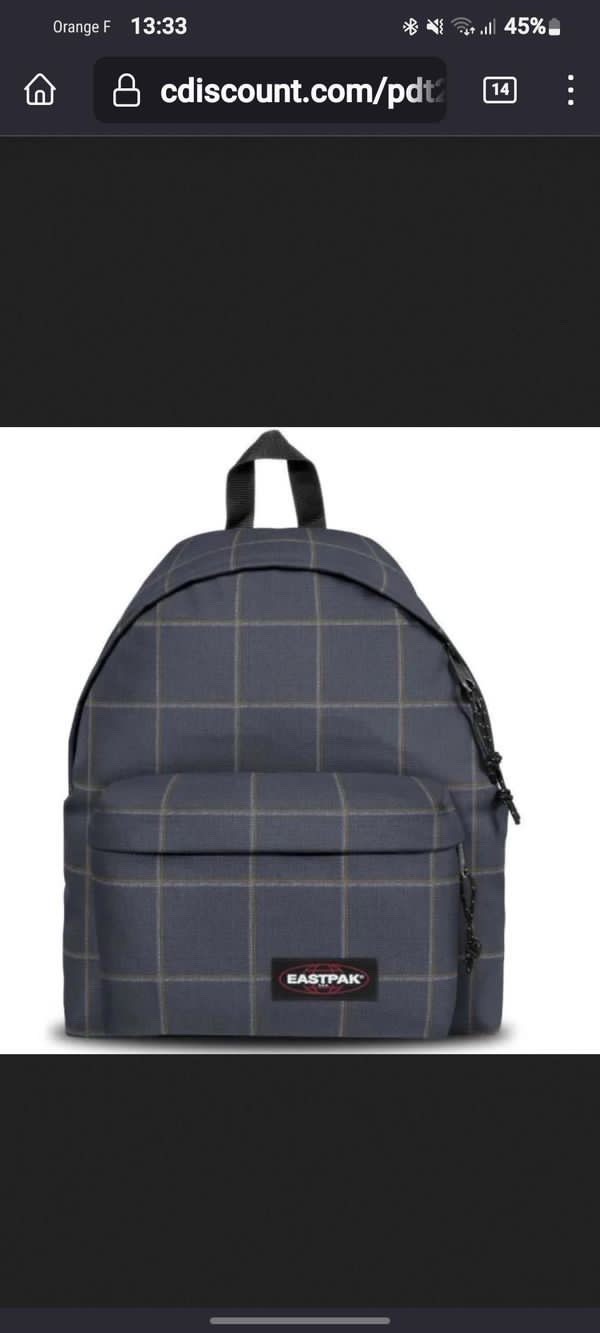 J’ai perdu un sac à dos eastpak a motif écossais, de couleur dominante violet