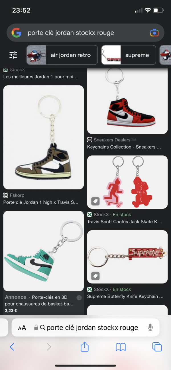 Perte de mes clé de voiture avec un porte clé Jordan