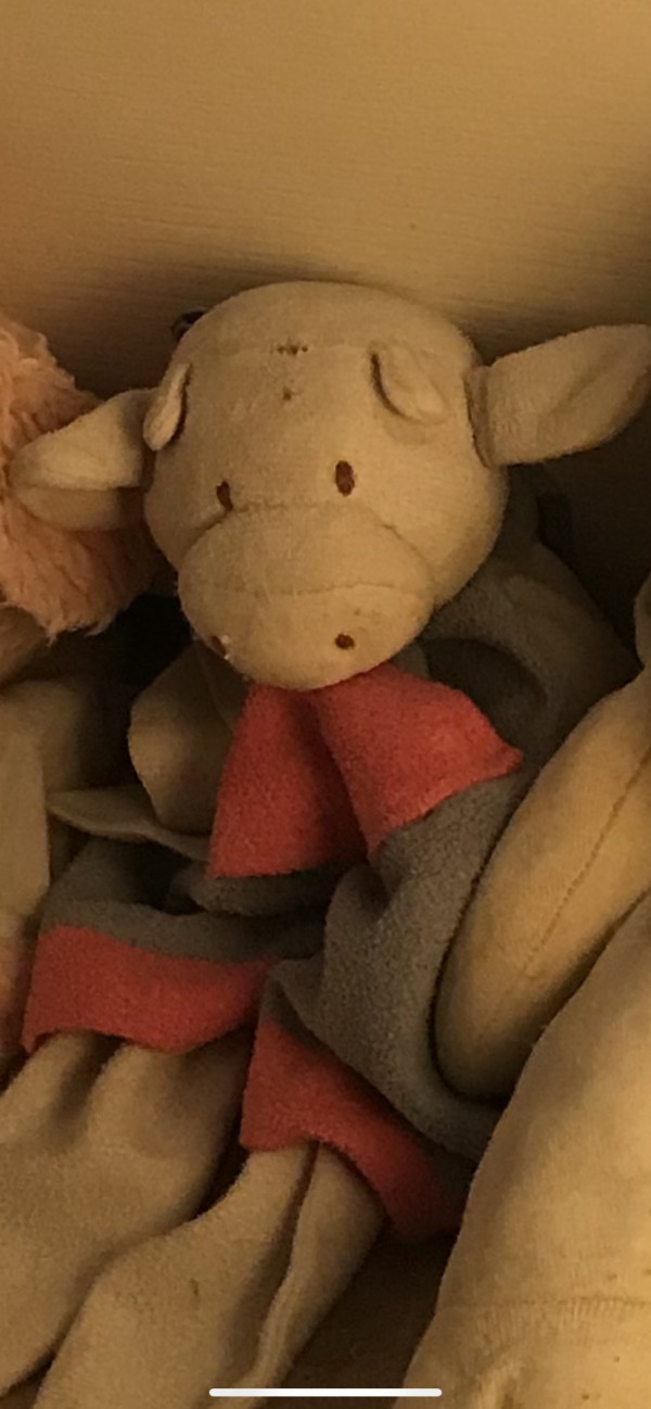 Doudou vache au alentour du théâtre de la colline dans le 20 ème