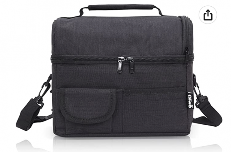 Sac repas noir isotherme 8l avec bandoulière