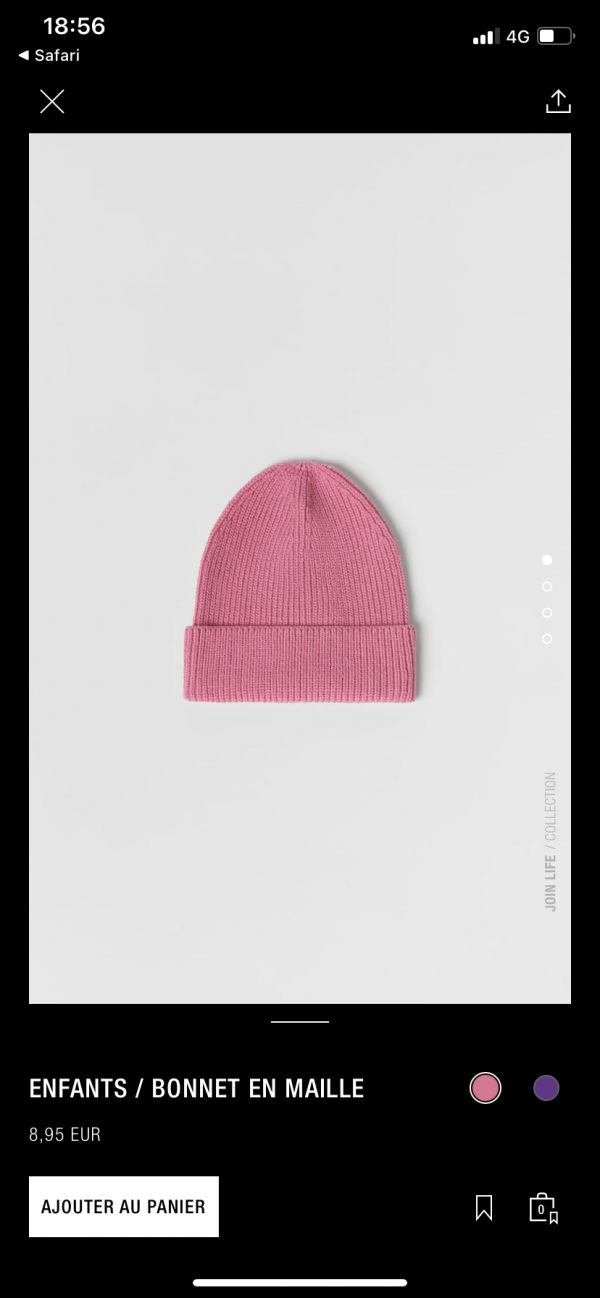Bonnet zara rose