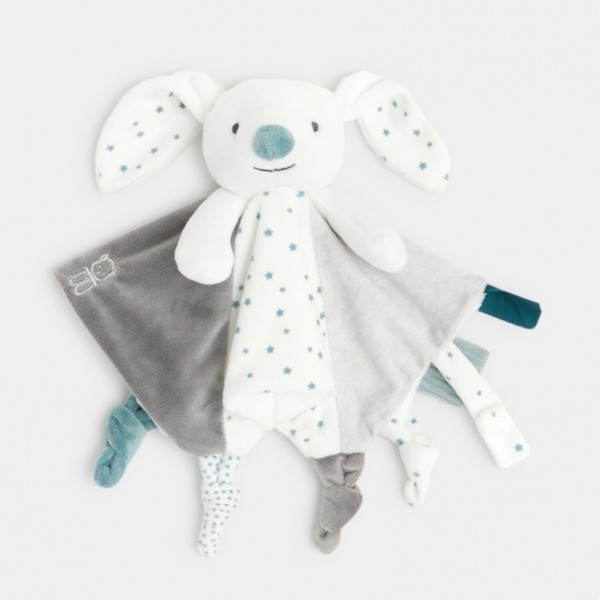 Doudou lapin vert et gris Obaibi