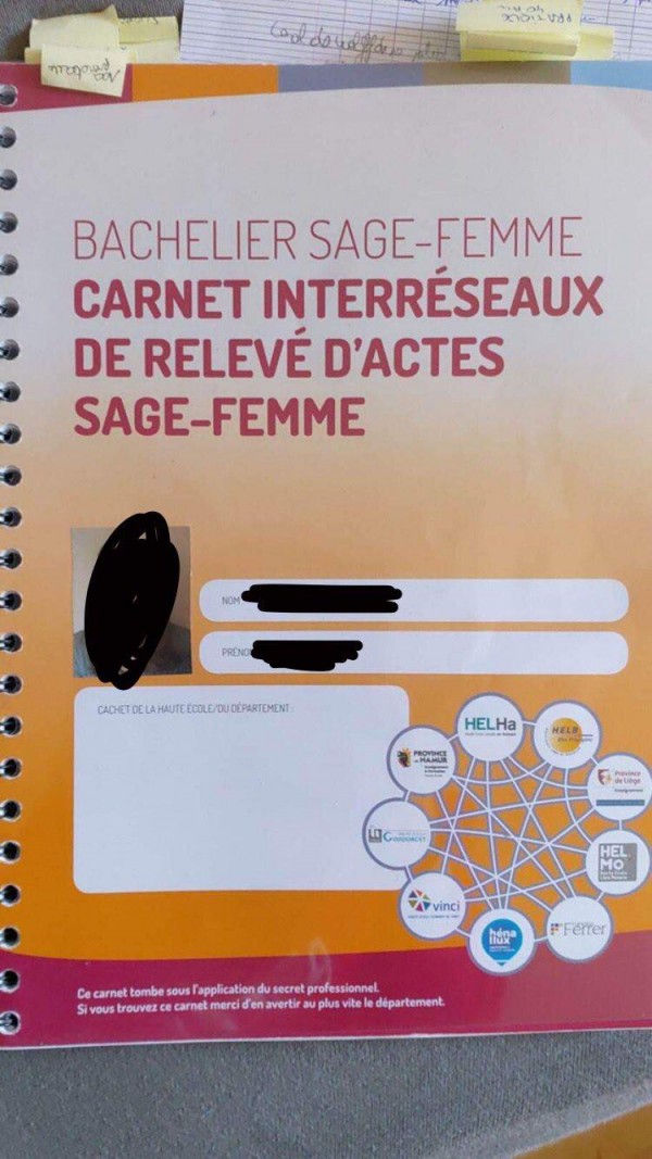 Perdu Carnet d'actes médicaux sage-femme