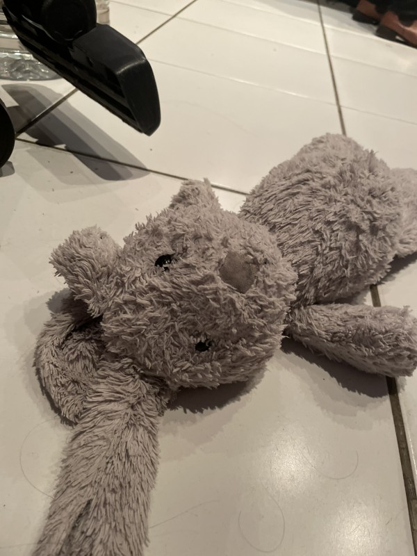 Lapin gris en peluche