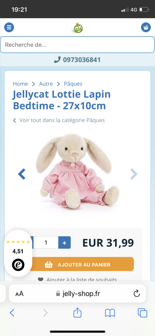 Peluche lapin chemise rose perdue La trinite sur mer