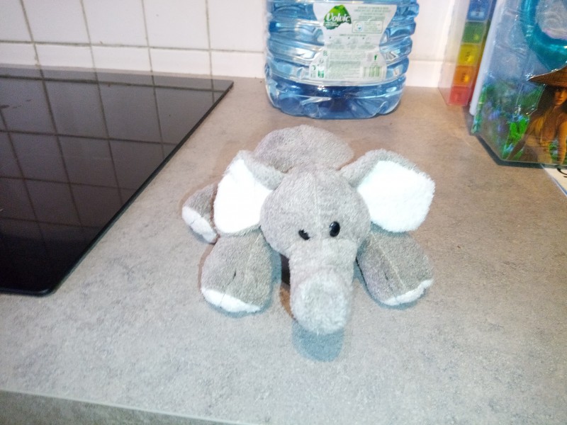 Éléphant doudou gris Lyon 8