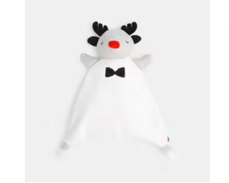 Doudou cerf blanc bleu rouge