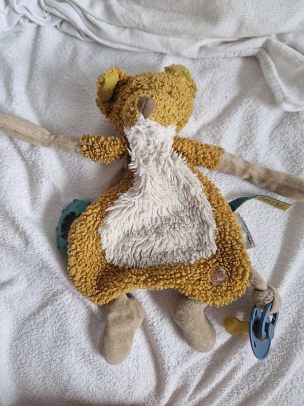 Doudou plat renard et tetine