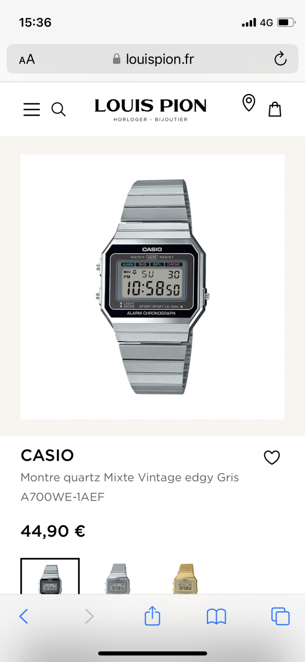 MONTRE CASIO ARGENT