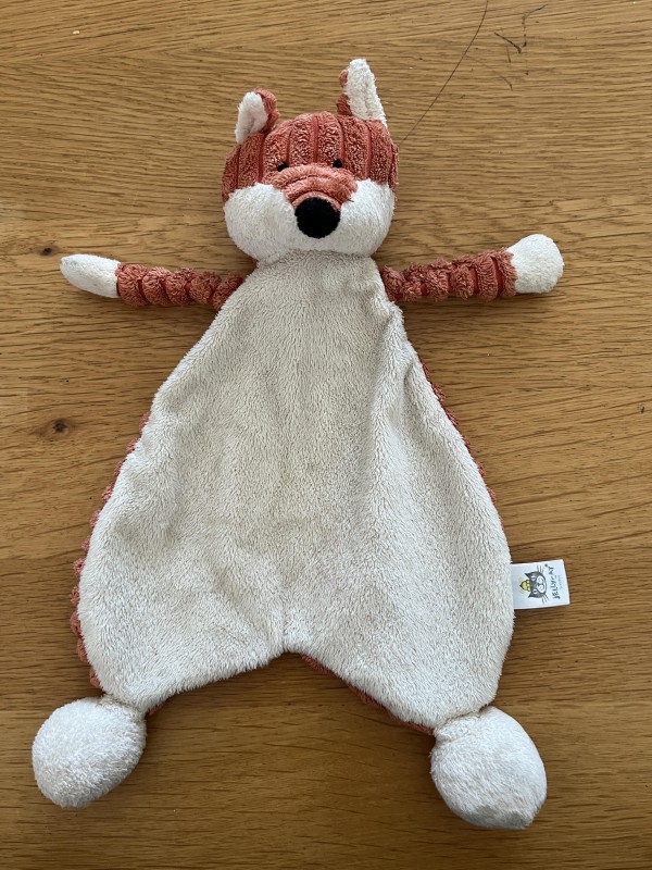 Doudou renard orange et blanc