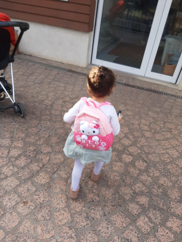 Doudou Pingouin perdu dans un sac rose Hello Ketty