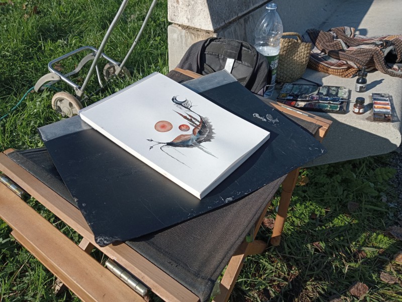 2 Pochettes noir avec des peintures