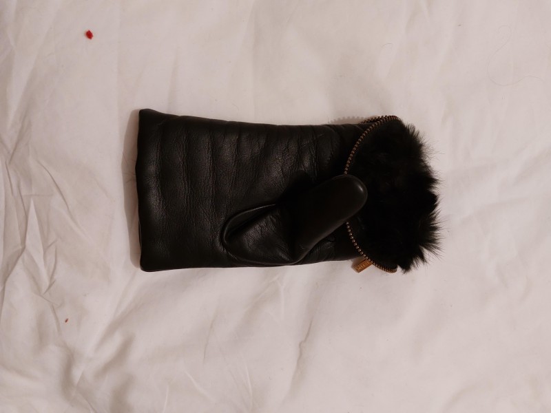 Perdu main gauche Moufle femme noir en cuir