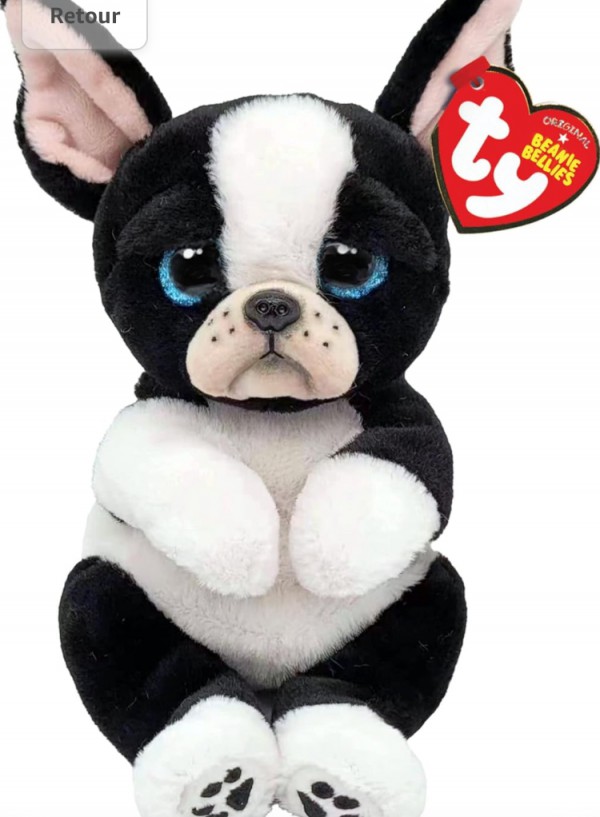 Doudou chien noir et blanc Ty